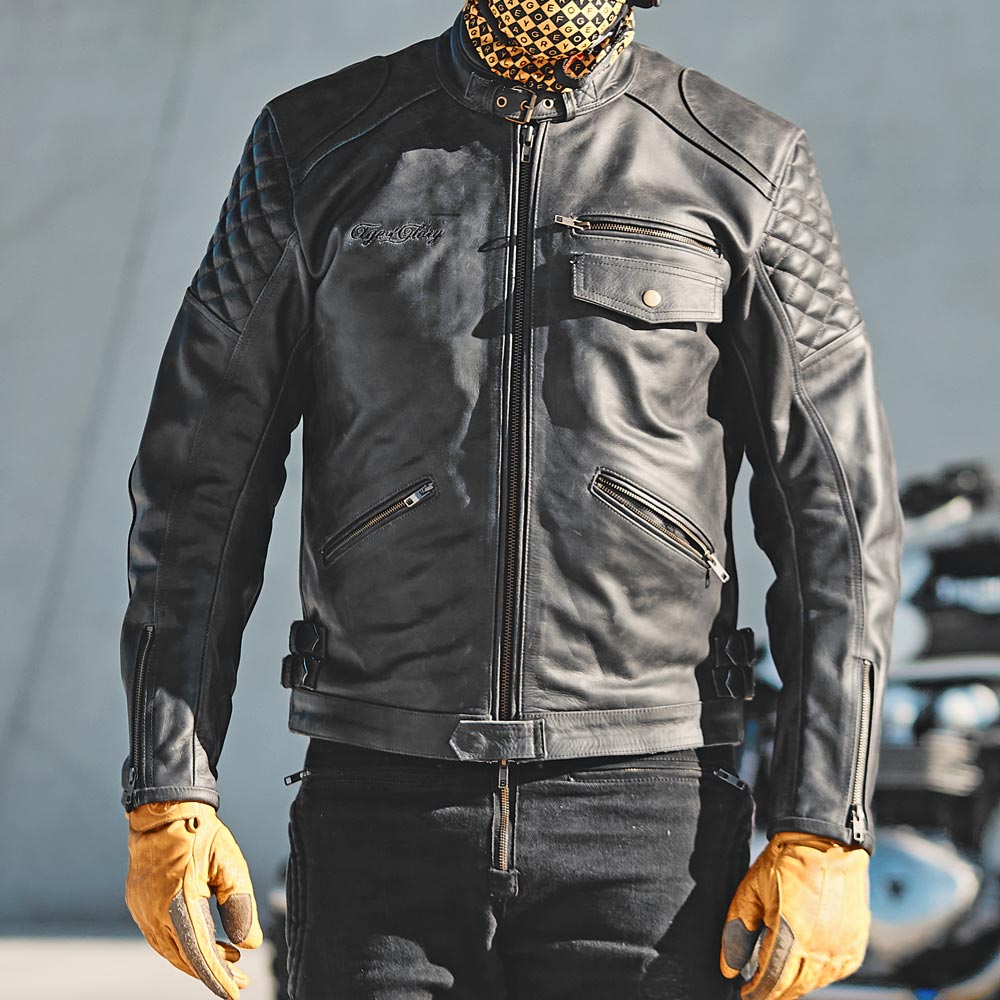 Kingpin Leather Motorcycle Jacket in Used Black - Age of Glory